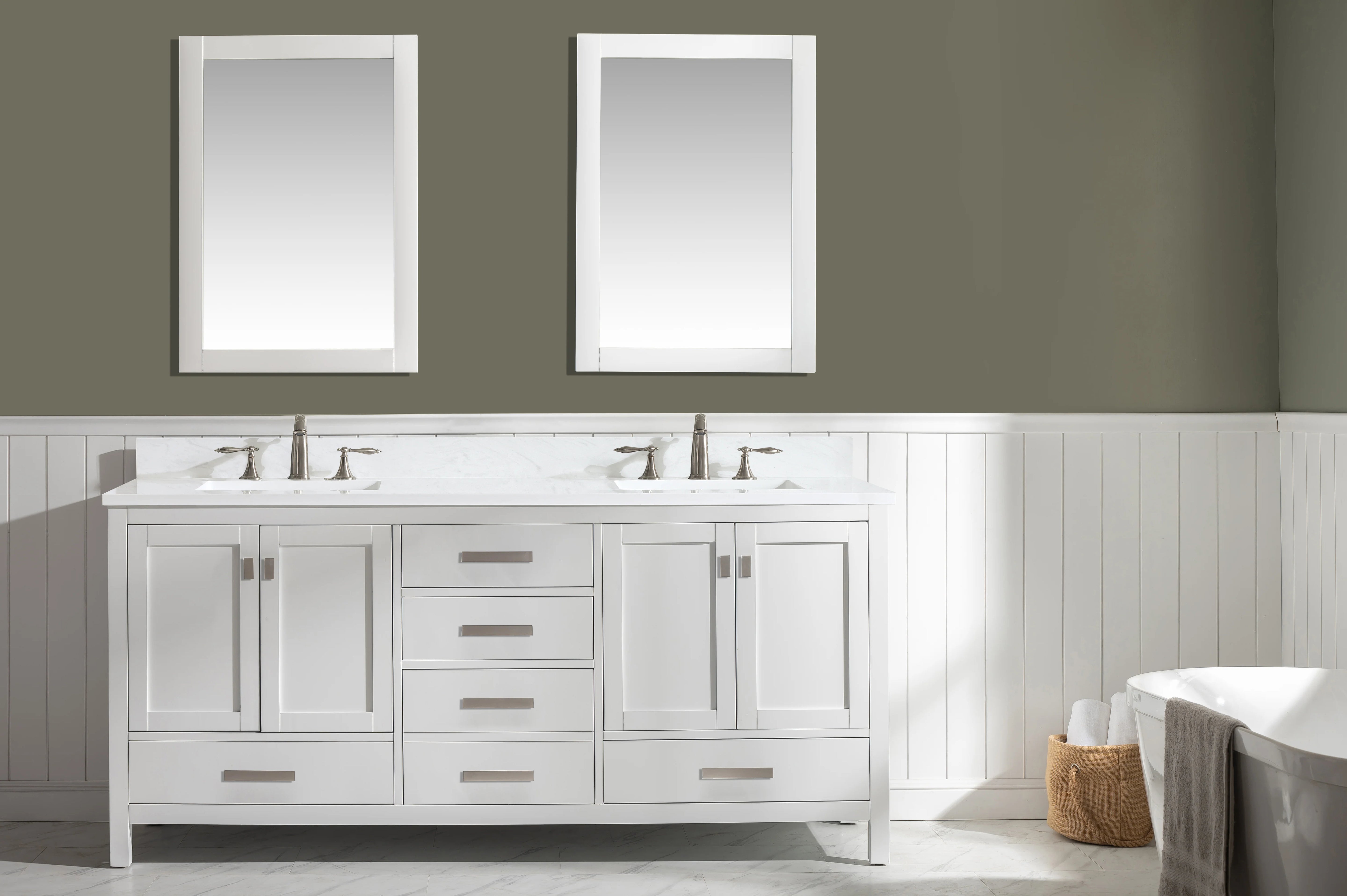 Valentino 72" Single Sink Vanity with White Quartz Top