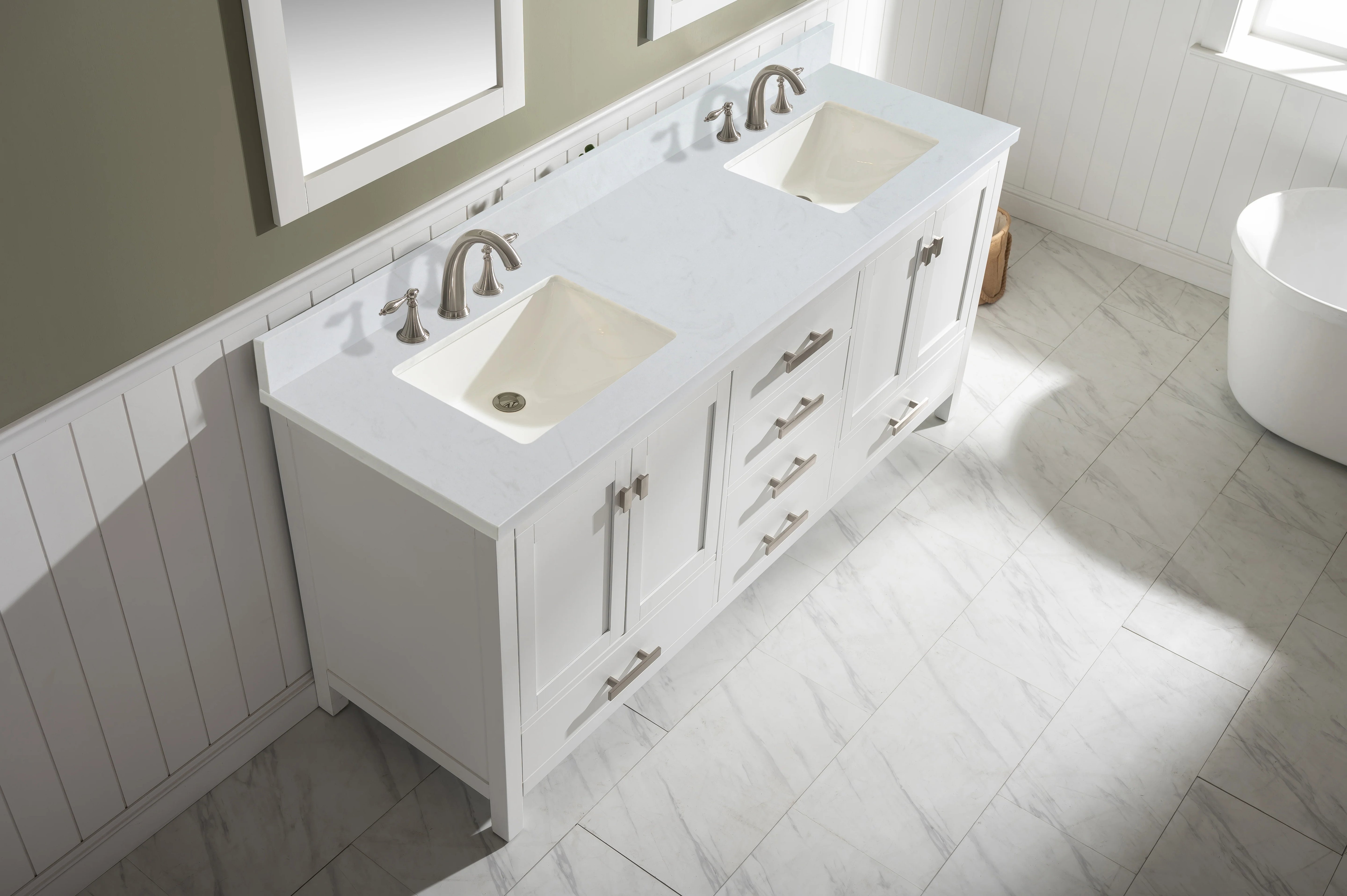 Valentino 72" Single Sink Vanity with White Quartz Top