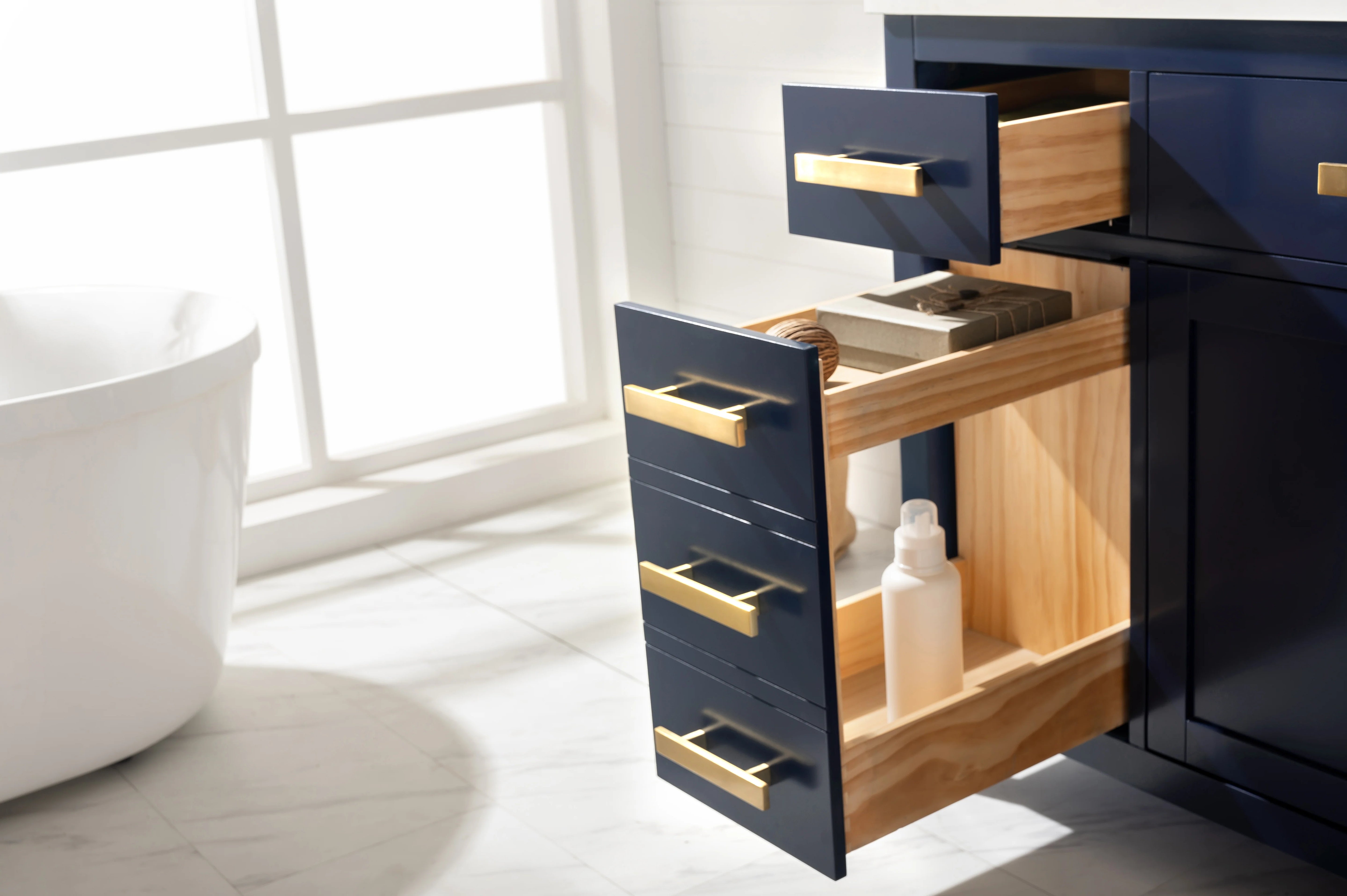 Valentino 84" Double Sink Vanity with White Quartz Top