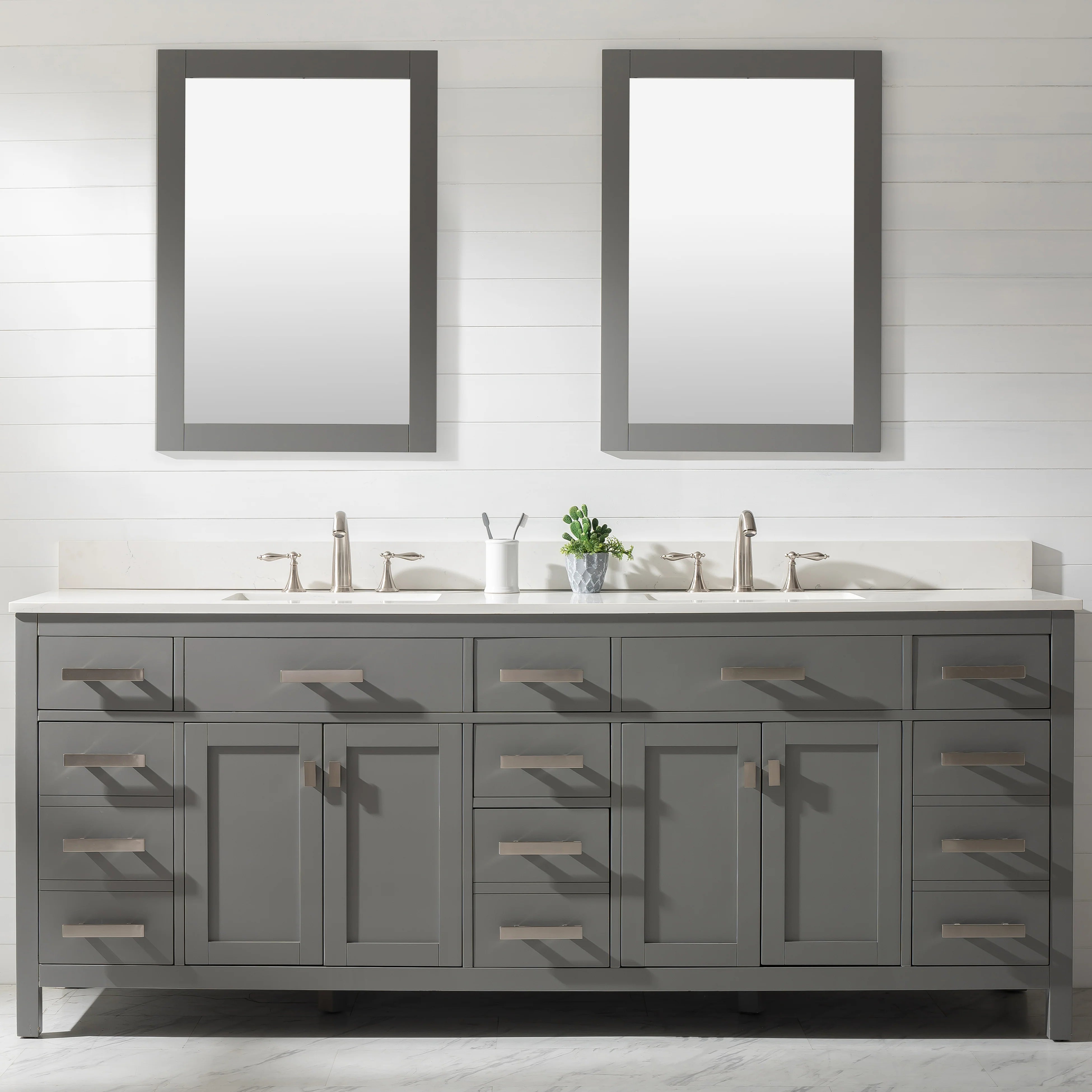 Valentino 84" Double Sink Vanity with White Quartz Top
