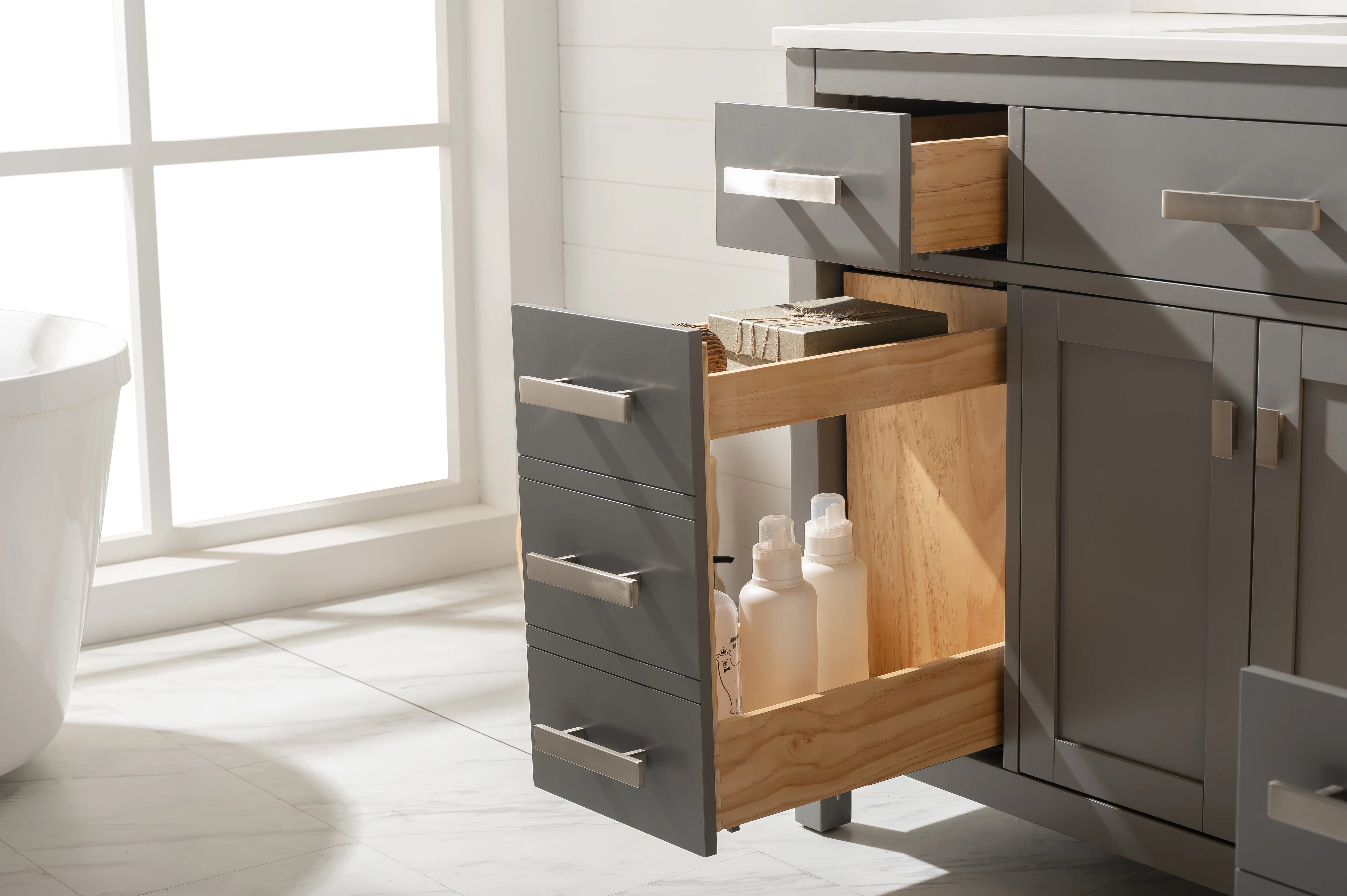 Valentino 84" Double Sink Vanity with White Quartz Top