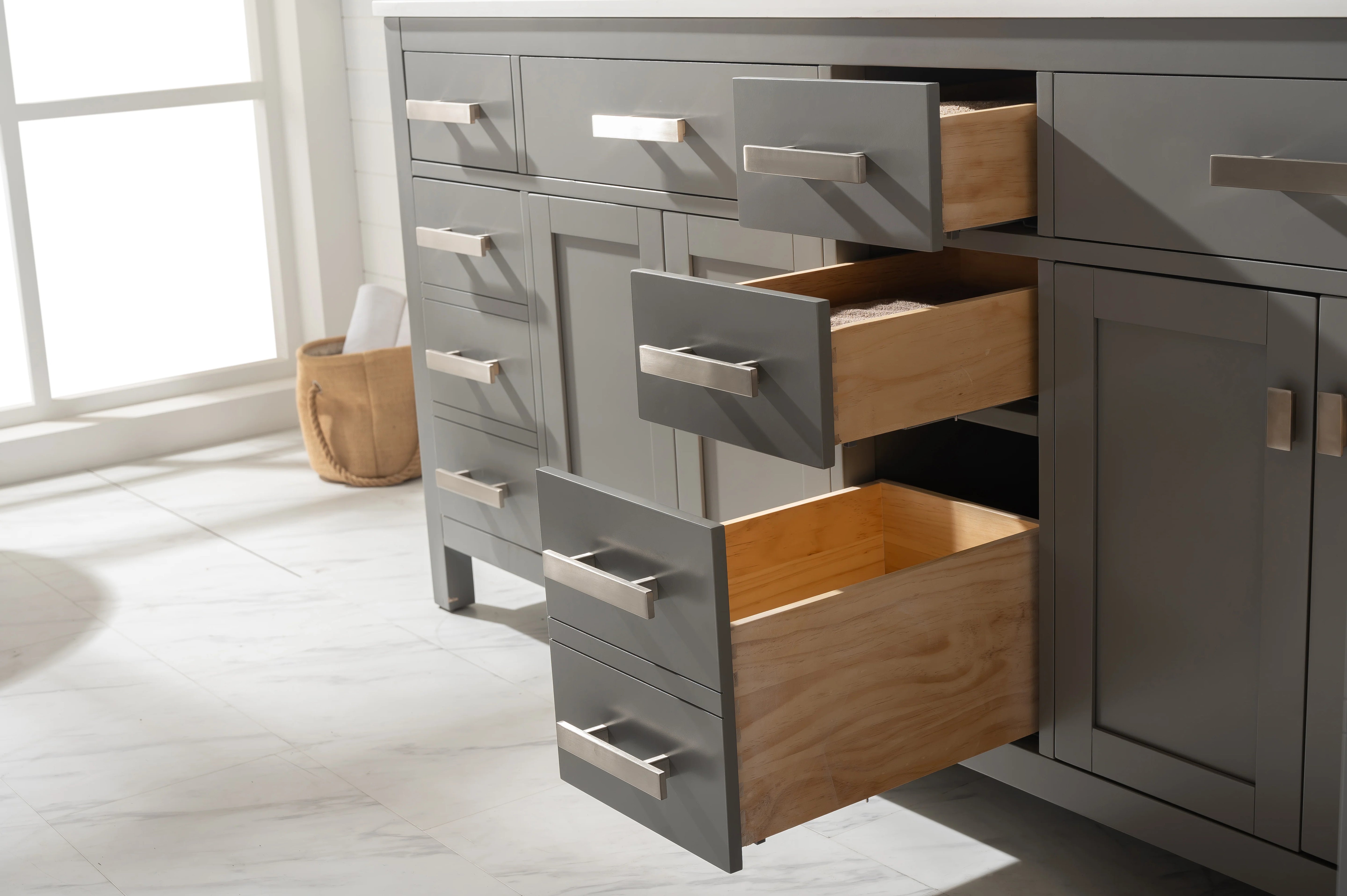 Valentino 84" Double Sink Vanity with White Quartz Top