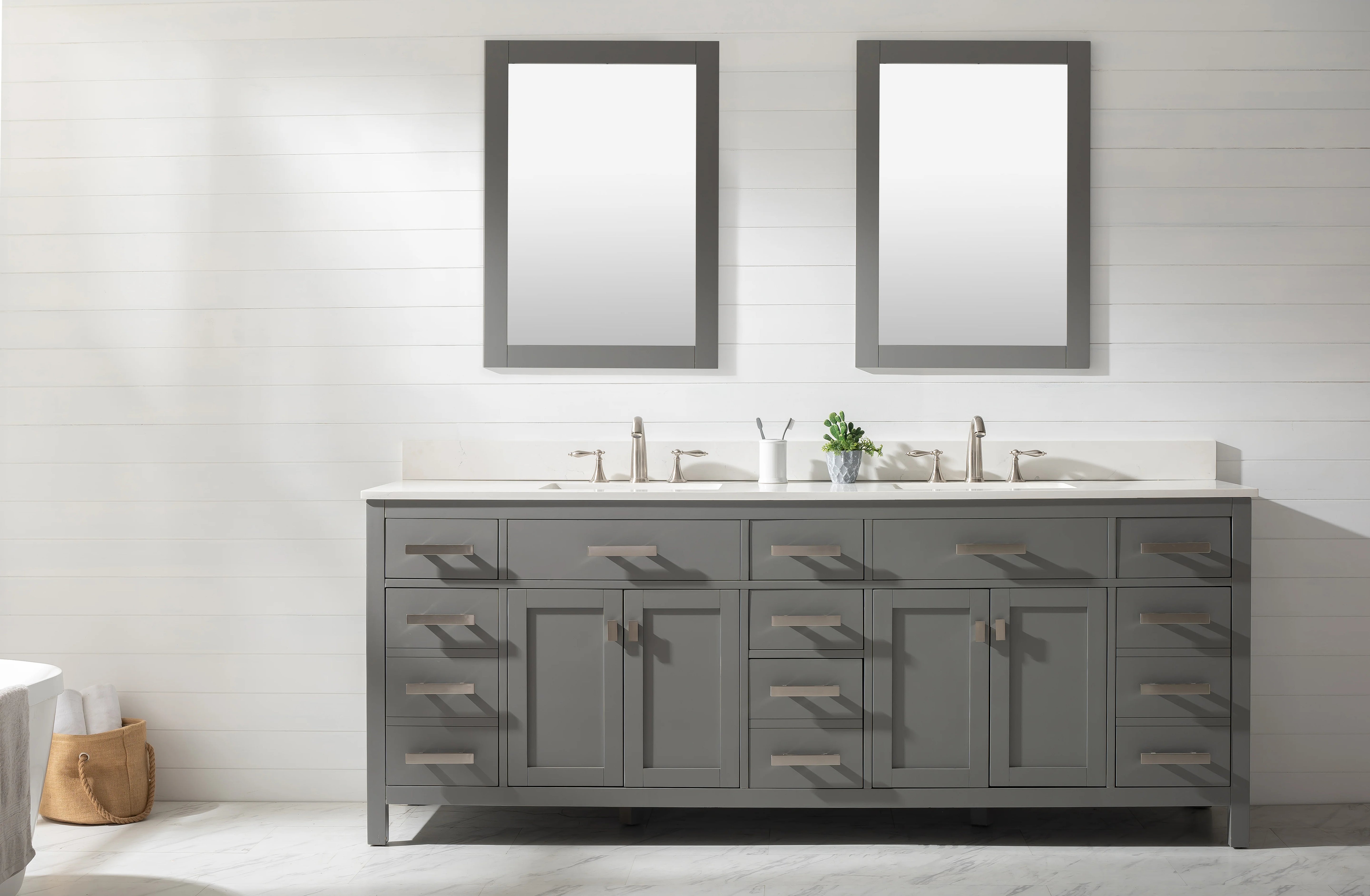 Valentino 84" Double Sink Vanity with White Quartz Top