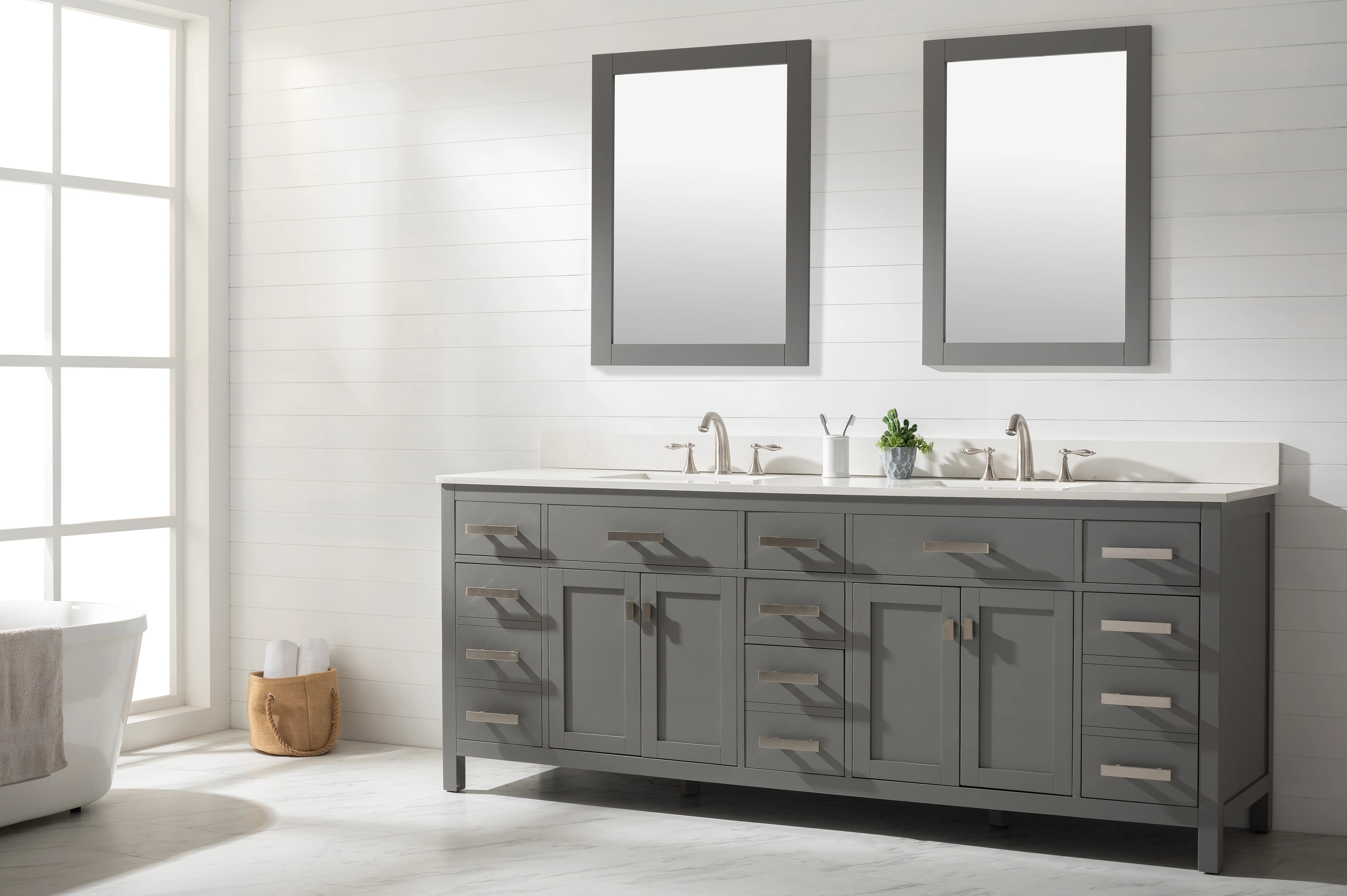 Valentino 84" Double Sink Vanity with White Quartz Top