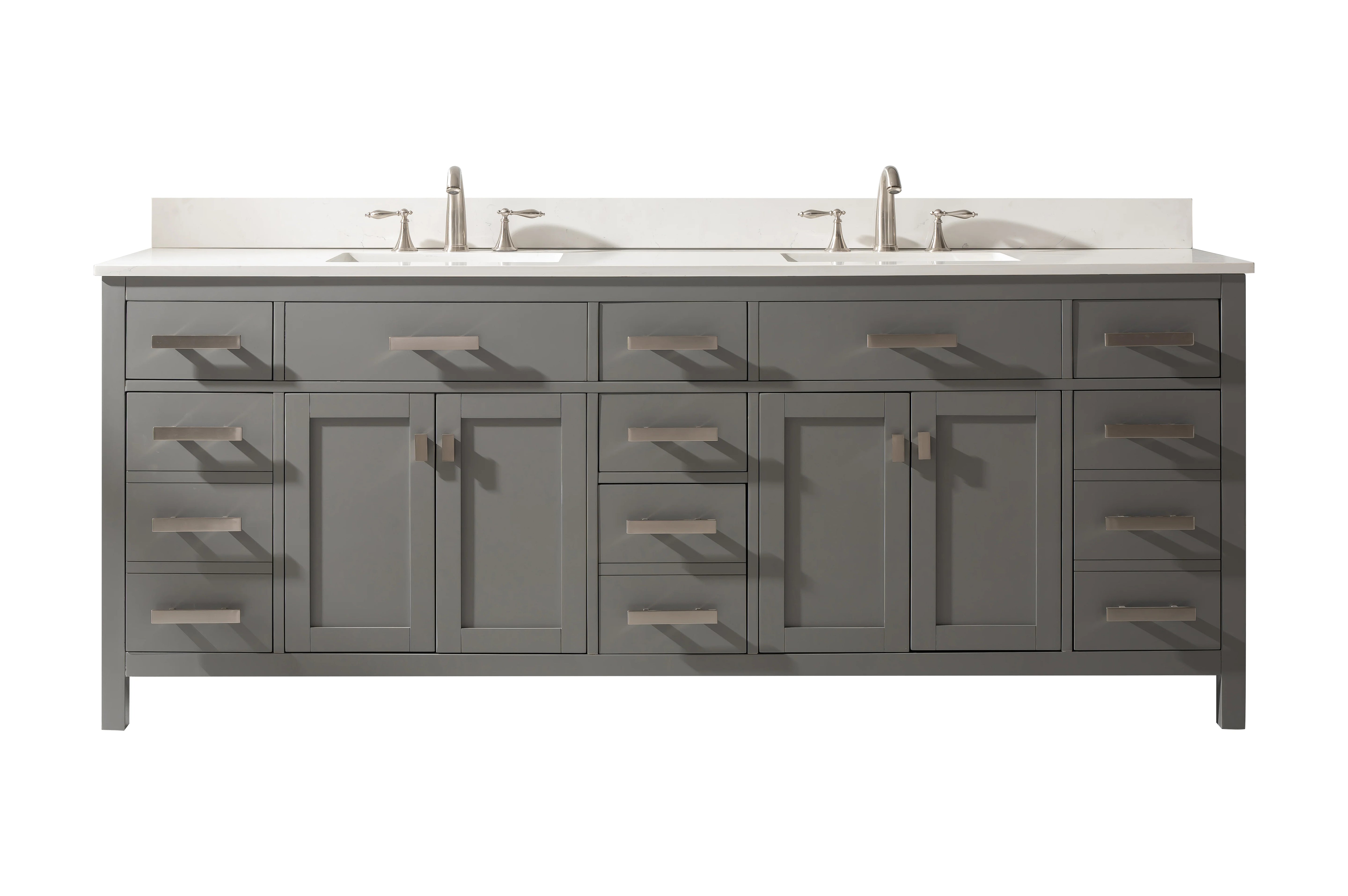 Valentino 84" Double Sink Vanity with White Quartz Top