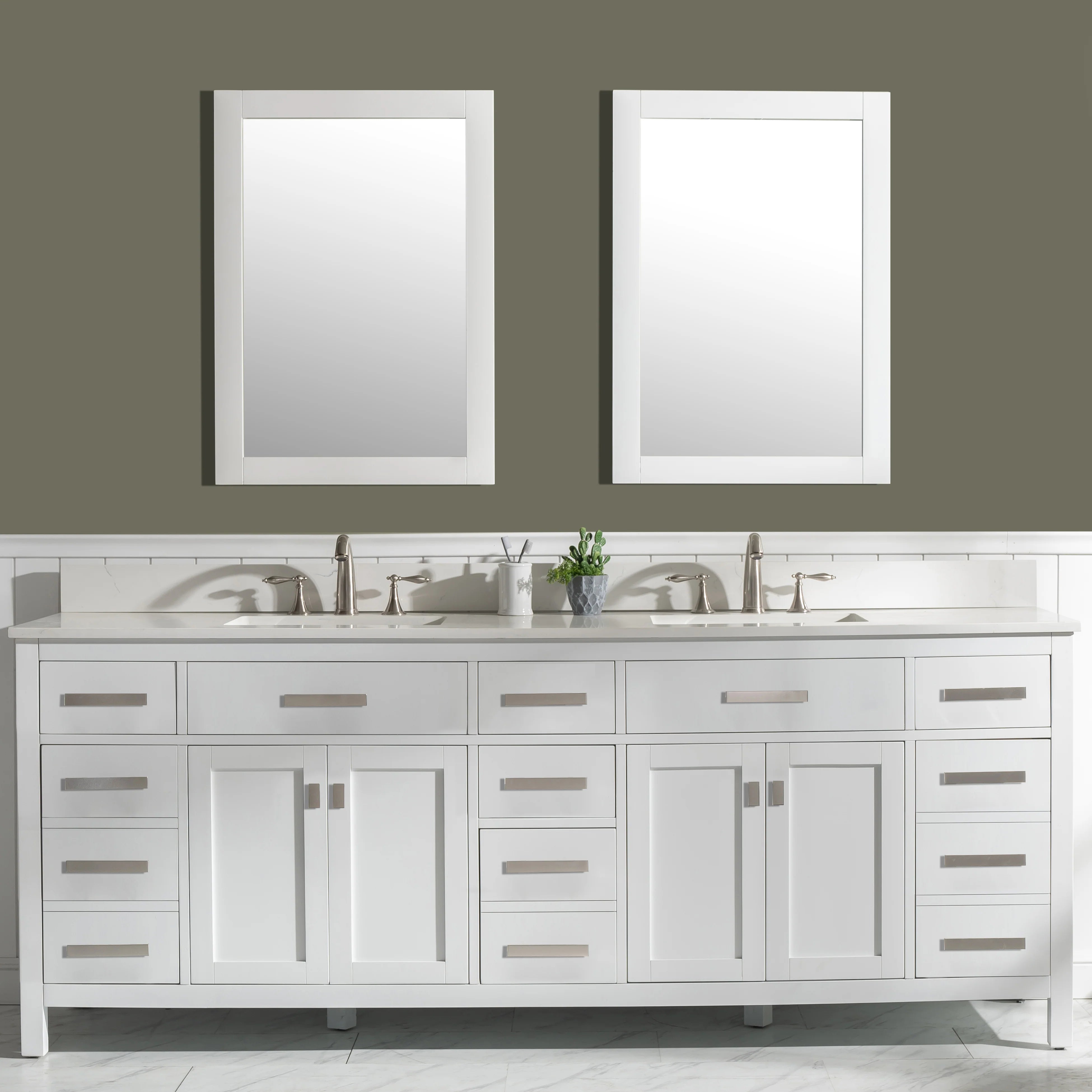 Valentino 84" Double Sink Vanity with White Quartz Top
