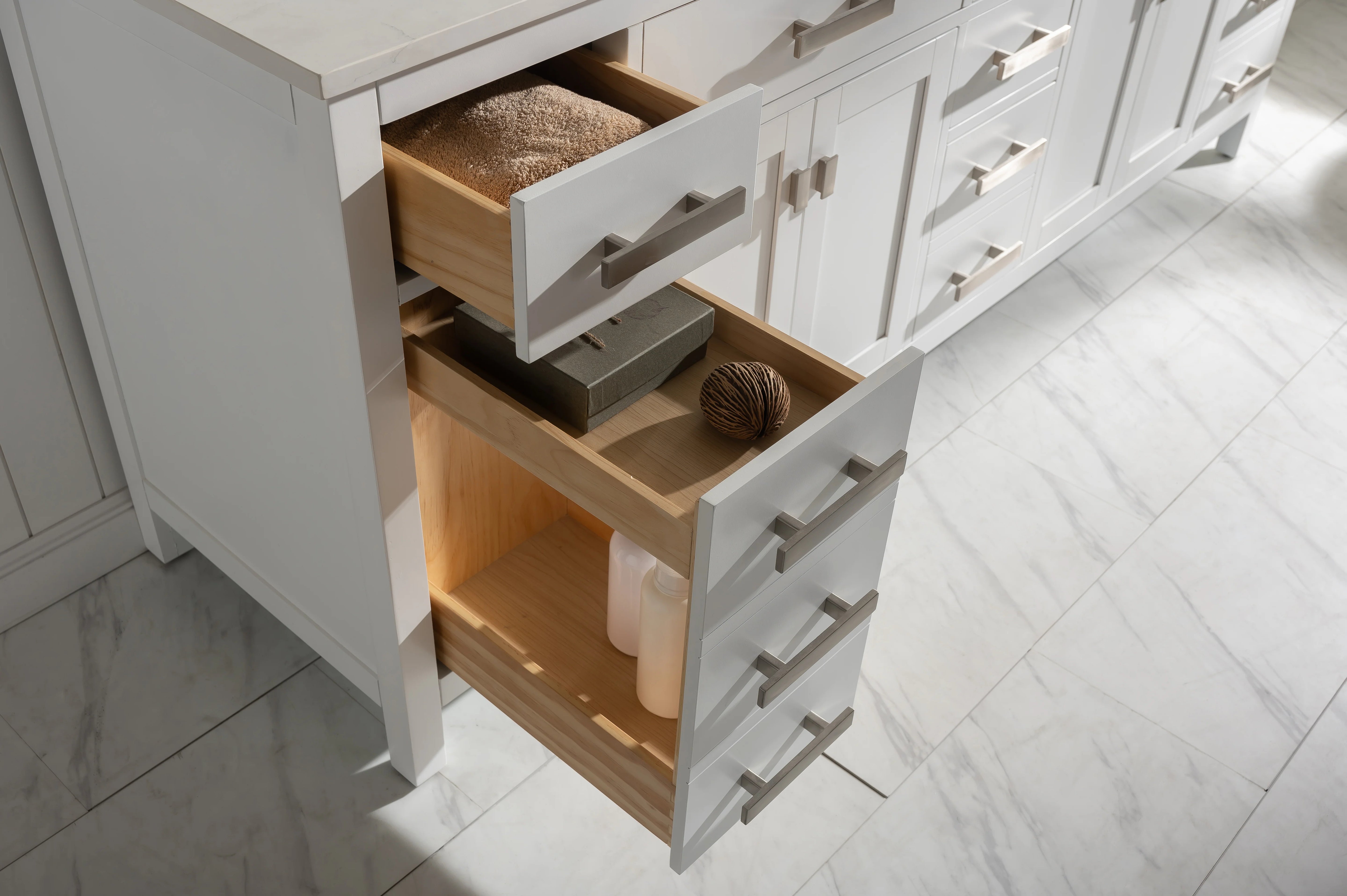 Valentino 84" Double Sink Vanity with White Quartz Top