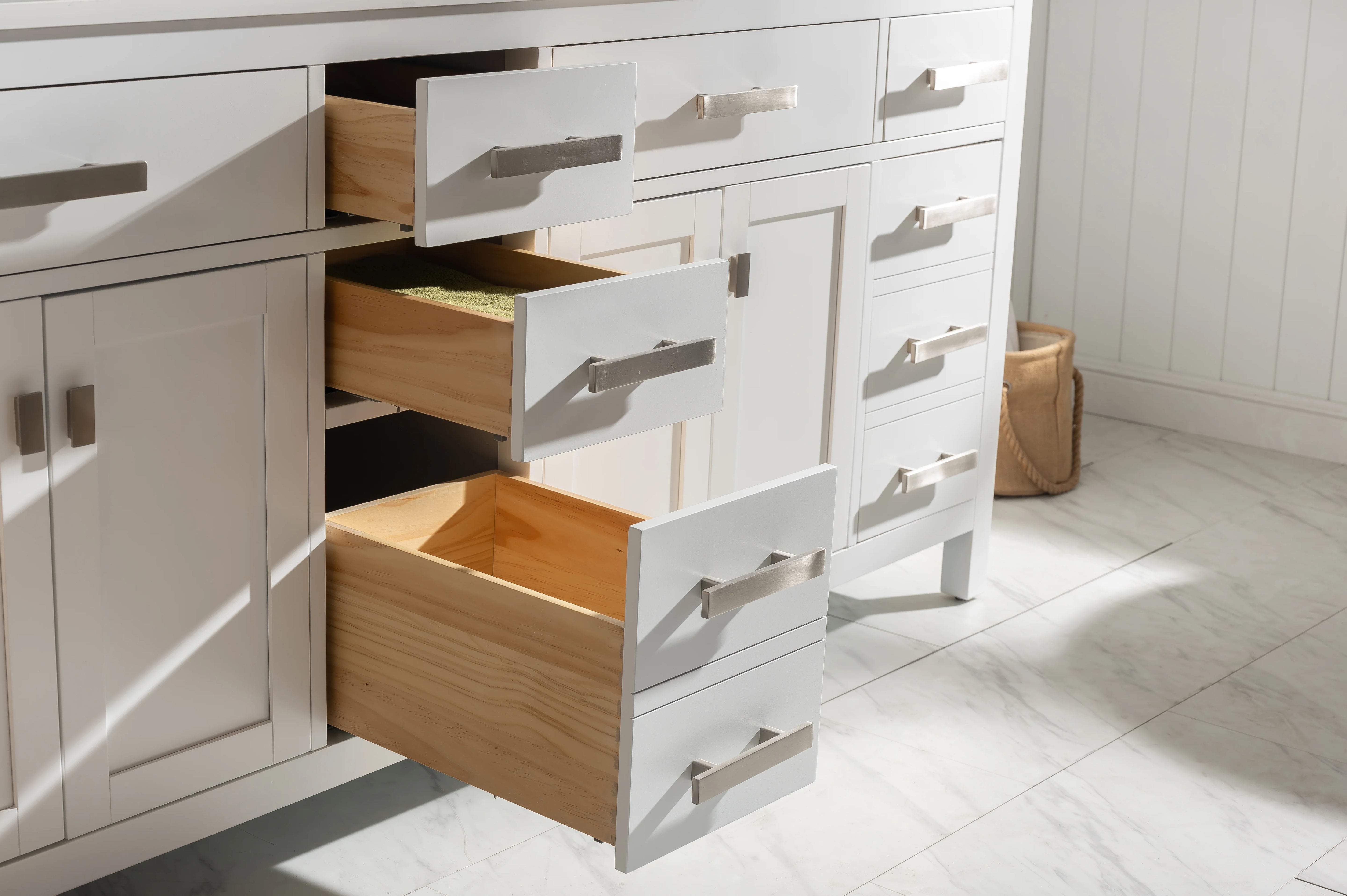 Valentino 84" Double Sink Vanity with White Quartz Top