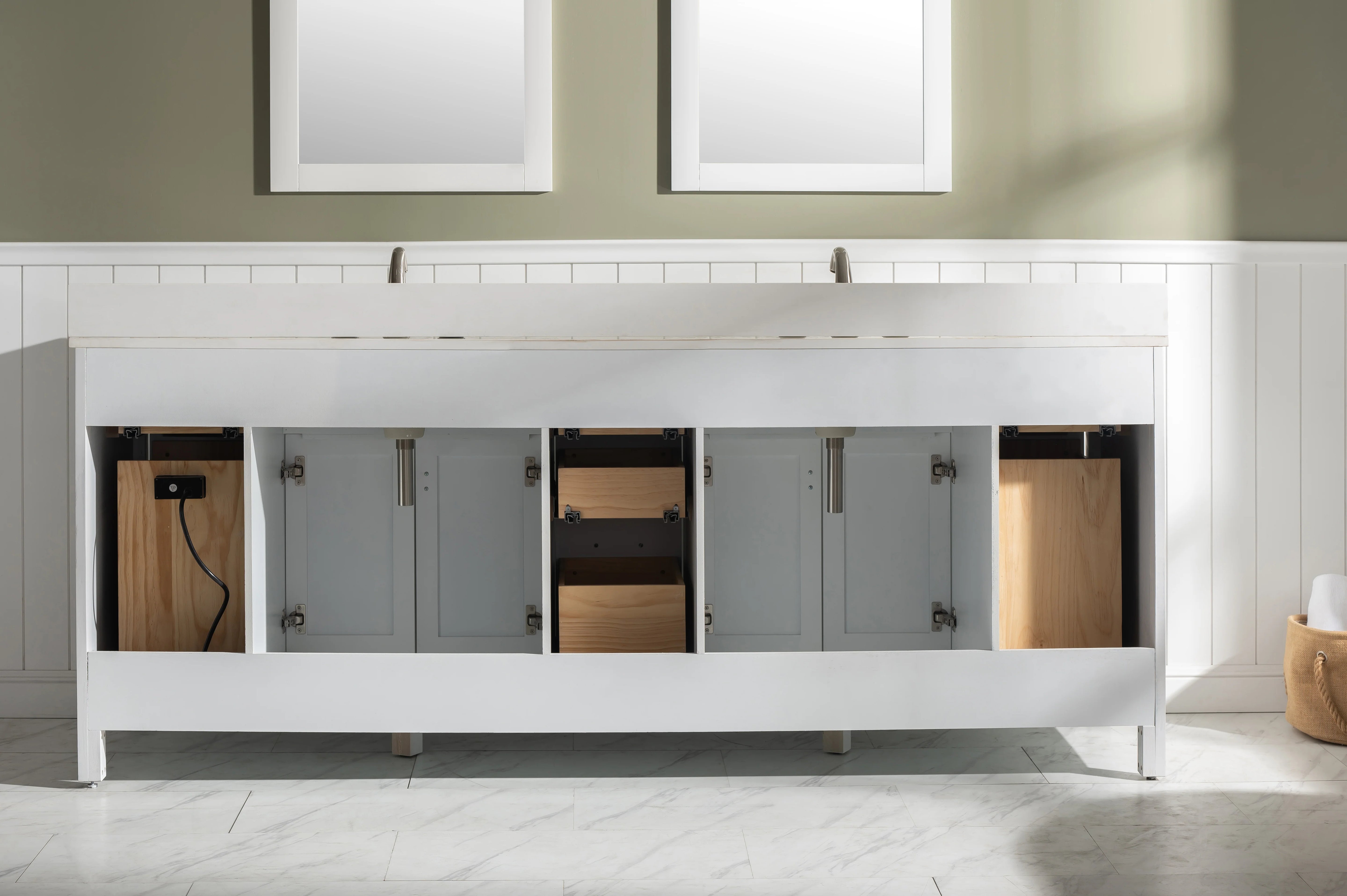 Valentino 84" Double Sink Vanity with White Quartz Top