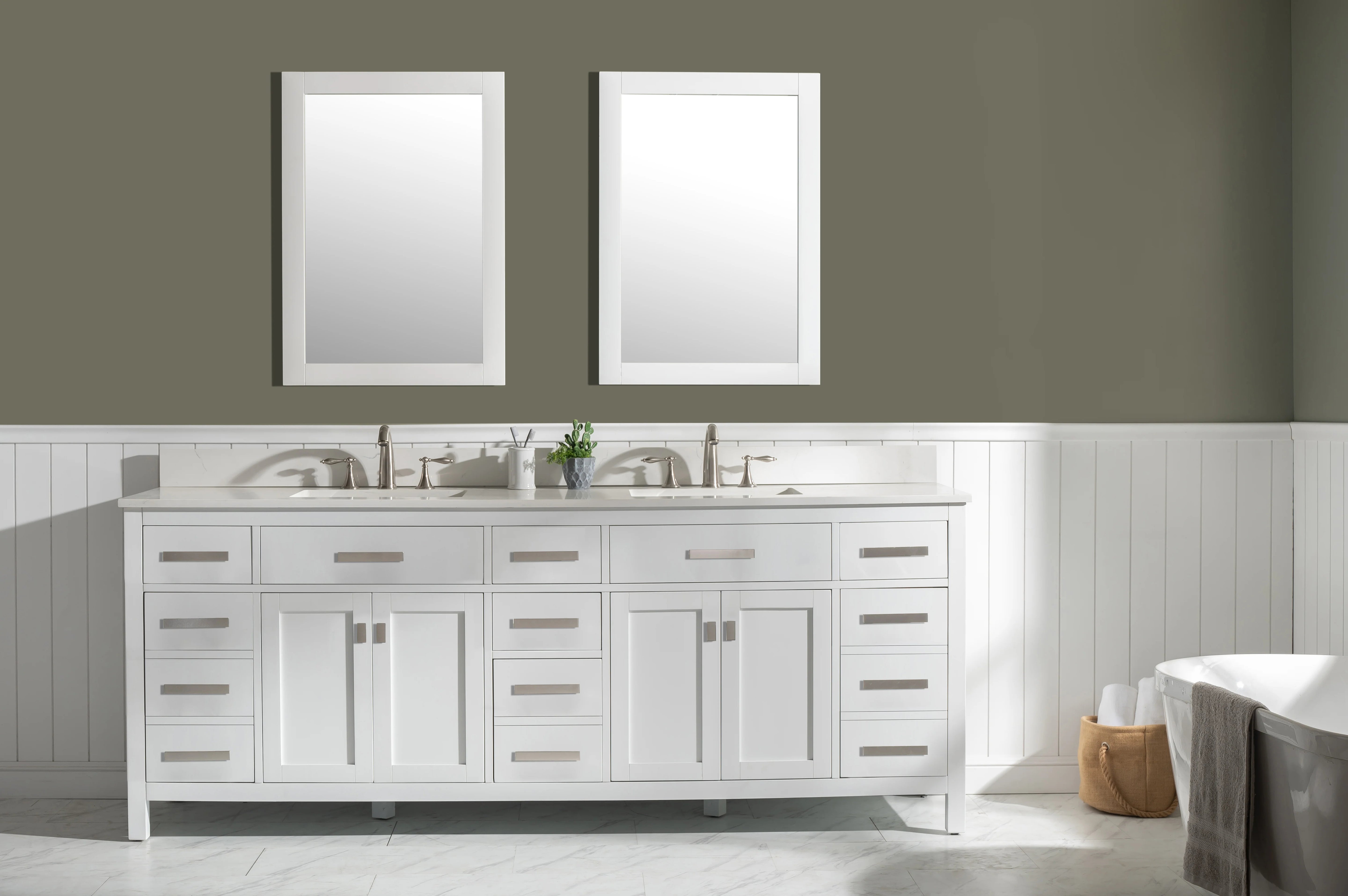 Valentino 84" Double Sink Vanity with White Quartz Top