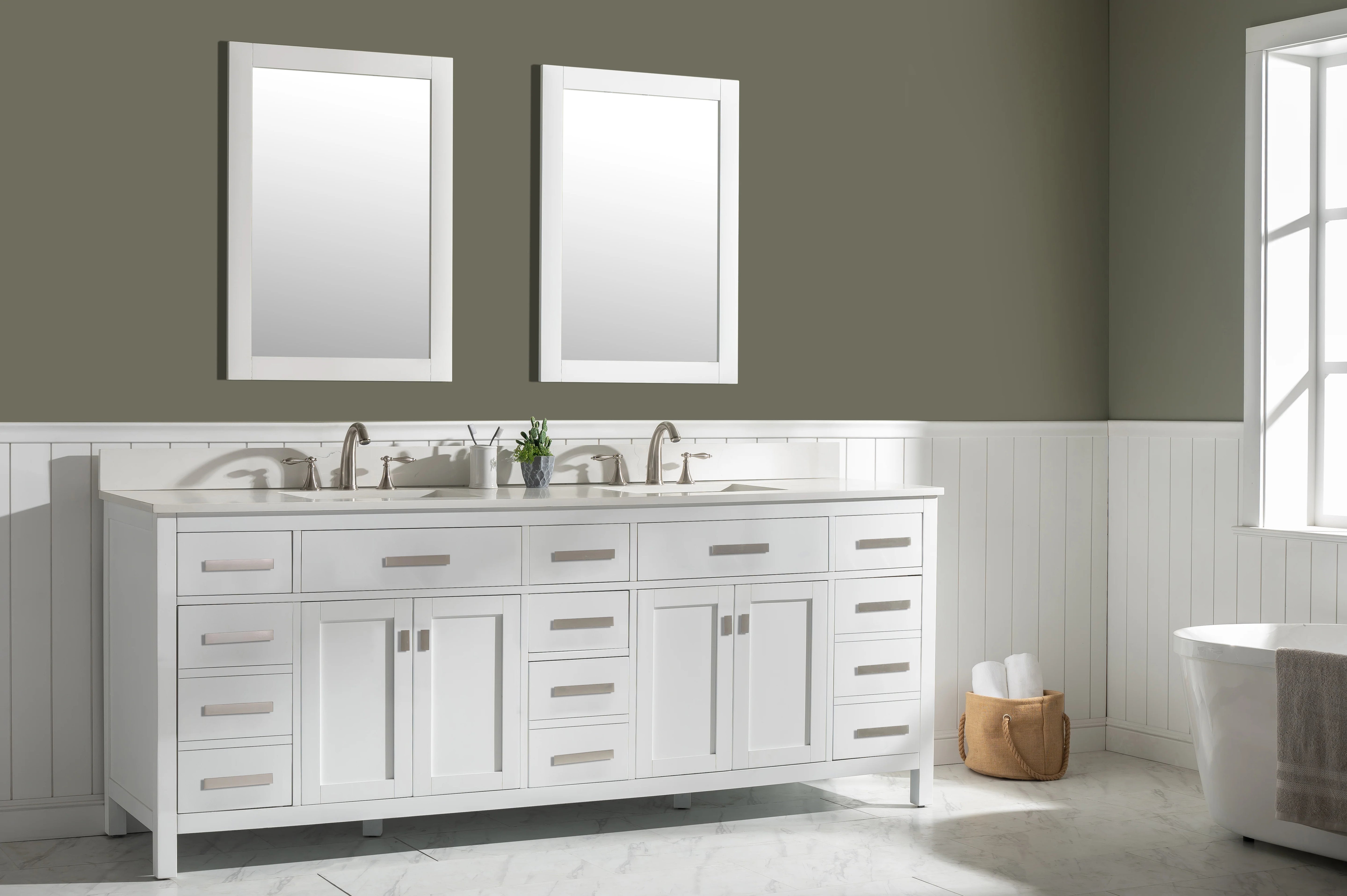 Valentino 84" Double Sink Vanity with White Quartz Top