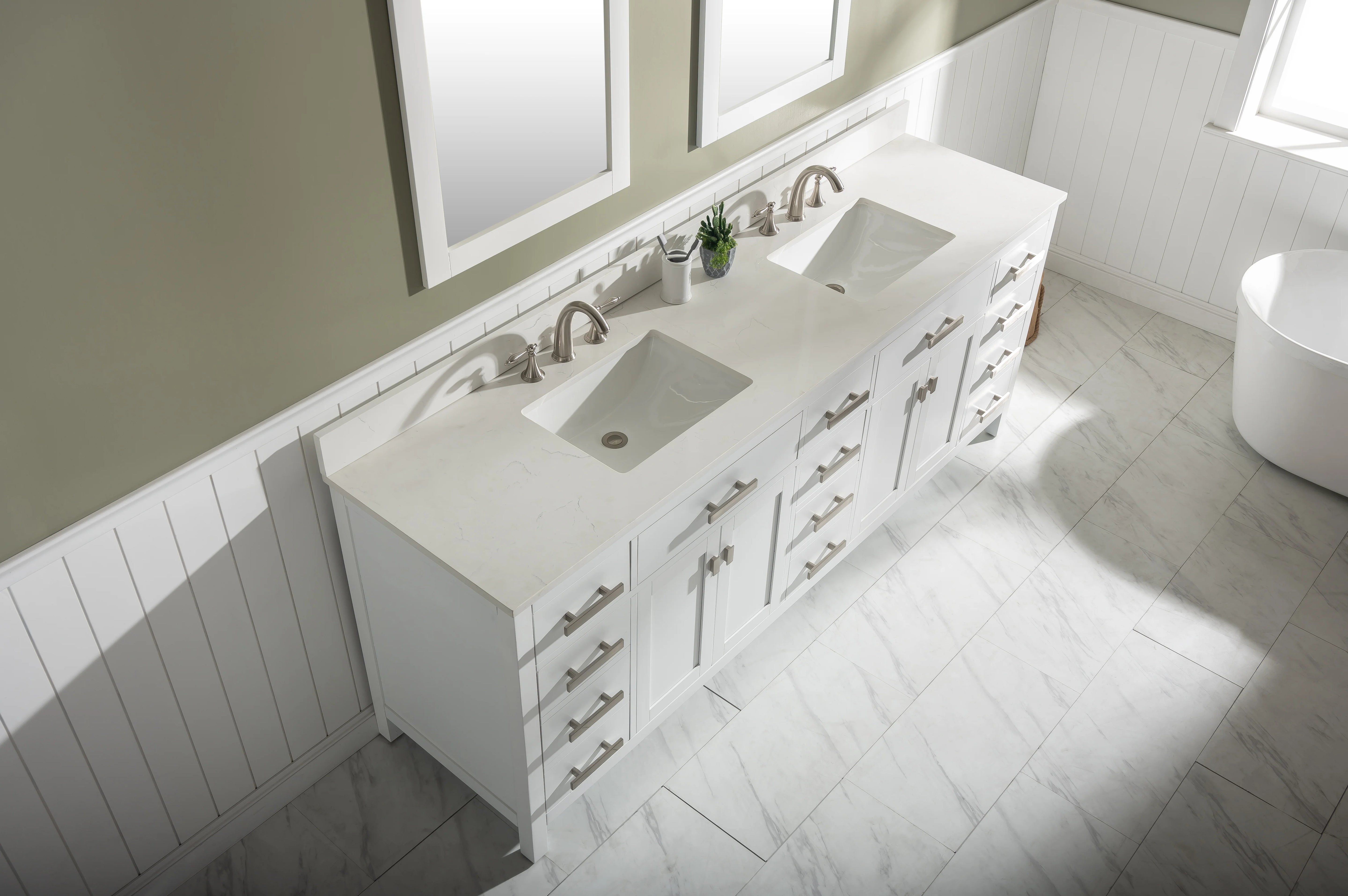 Valentino 84" Double Sink Vanity with White Quartz Top