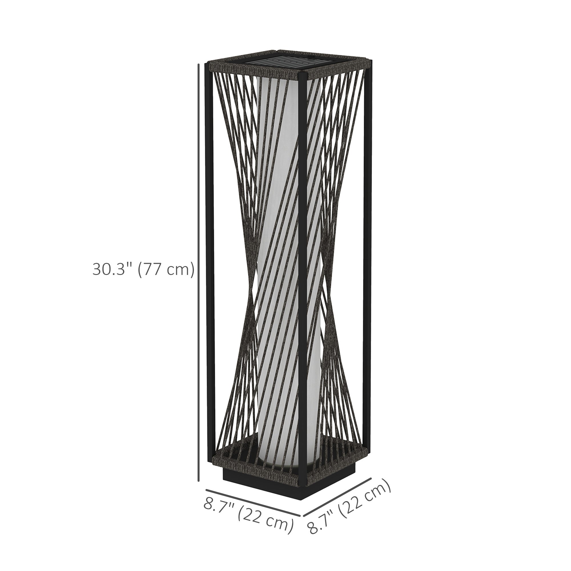 Outsunny Rattan Solar Floor Lamp, Decorative Outdoor Lamp with Auto On/Off LED Lights, IP44 for Patio, Porch, Pathway, Grey