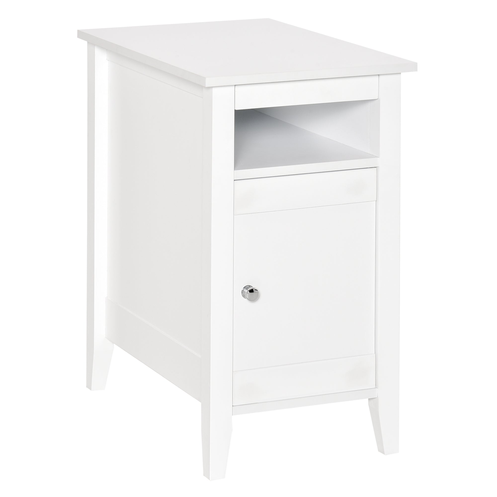 HOMCOM Chic Side Table: Accent End Table with Open Shelf and Cupboard, Sofa Side Table with Storage for Living Room, Crisp White