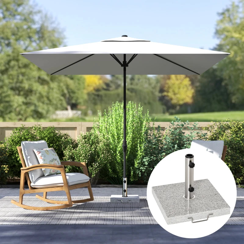 55 lbs Marble Square Umbrella Stand 16.5" Market Heavy Holder Base w/ Wheels, Grey