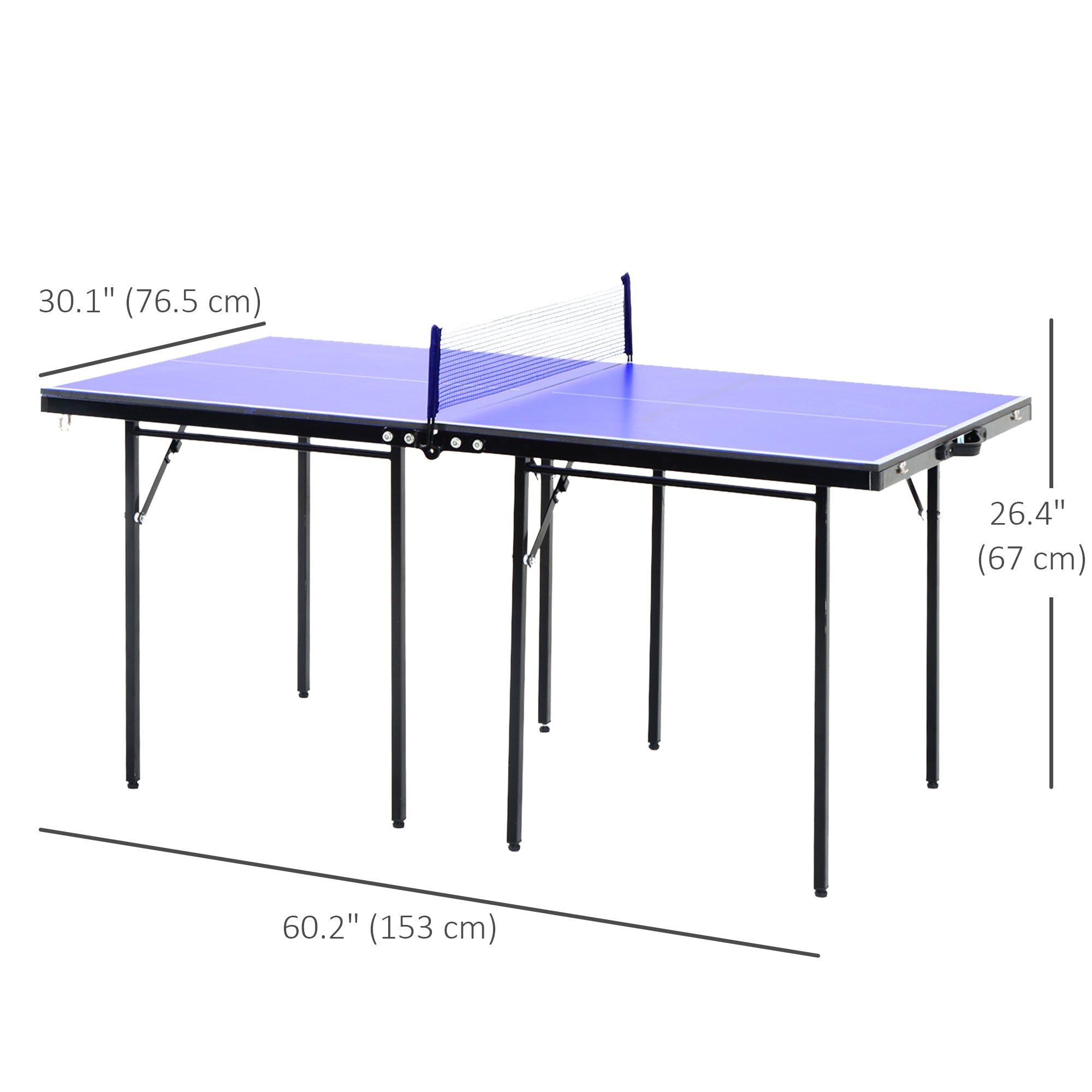 Soozier Folding Table Tennis Table, Portable Ping Pong Table with Side Handles, Net, Blue