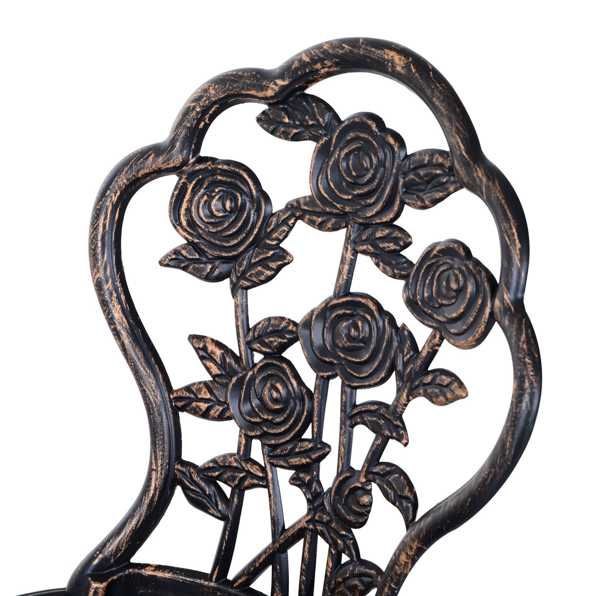 Outsunny 3PC Patio Bistro Set Cast Aluminum Outdoor Garden Table Chairs with Umbrella Hole Bronze