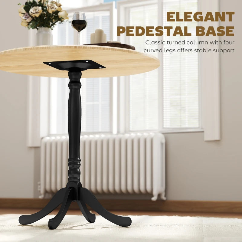 Dining Table for 2-4 People, Modern Round Kitchen Table with Pedestal Steel Base, 80cm, Natural Wood and Black