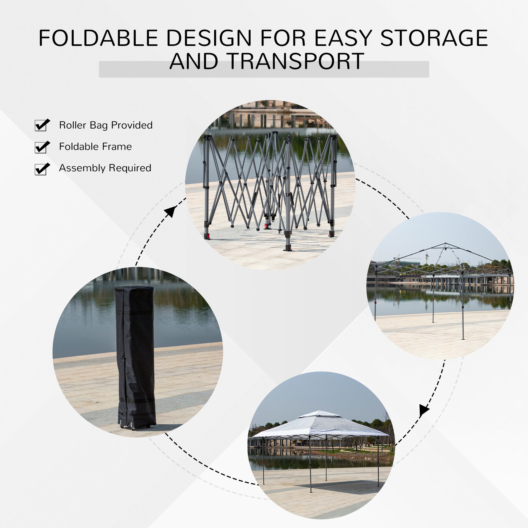 Outsunny 12' x 12' Pop Up Canopy Tent, with Double Roof and Adjustable Height for Garden Backyard, Light Grey and White