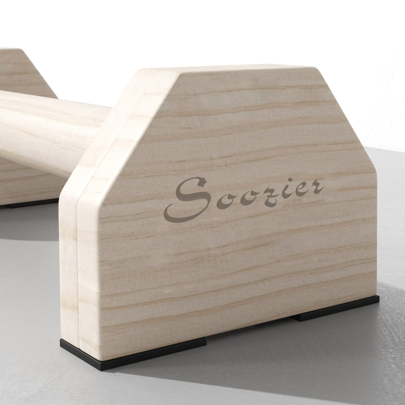 Soozier Push up Handles, Wooden Parallettes Bars with Non-Slip Base, Calisthenics Equipment for Home, Gym, Fitness, Exercise, Natural Wood