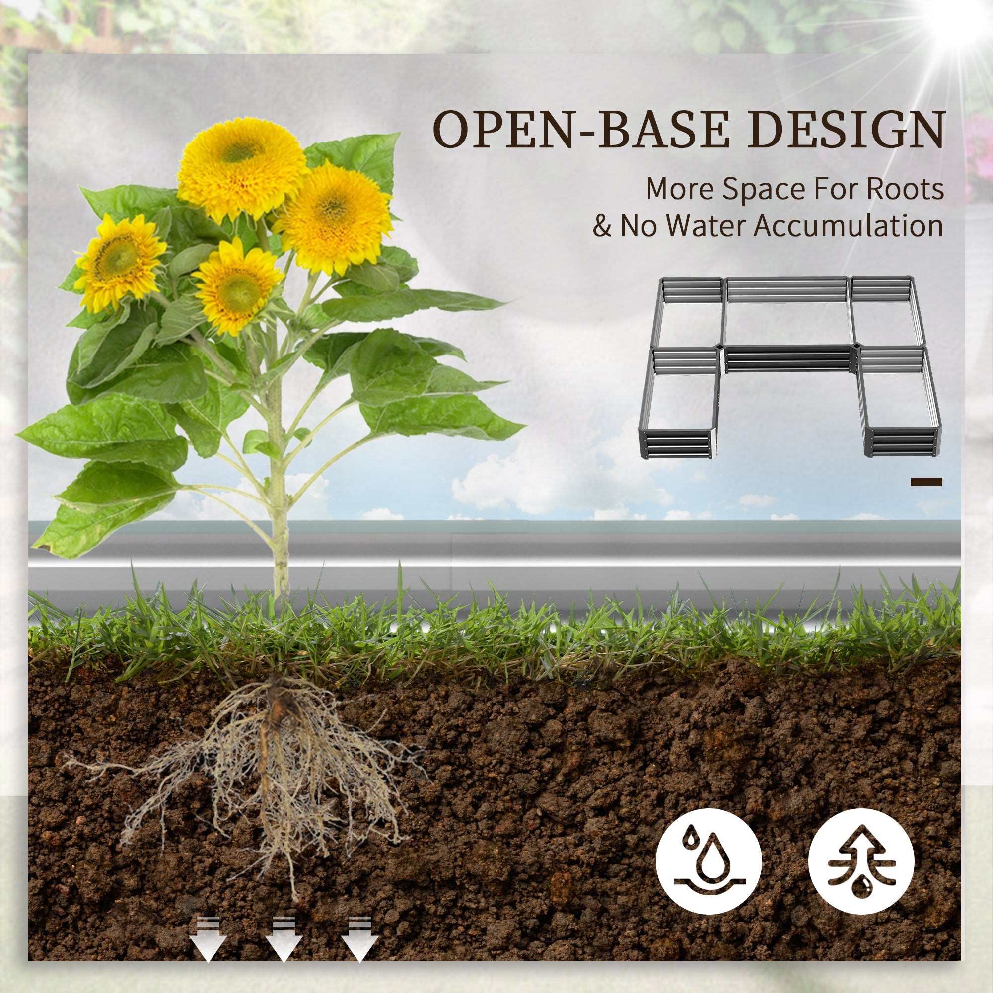 Outsunny 5-Tier Raised Garden Box, Metal Modular Planter Bed for Flowers, Vegetables & Herbs, Large Grey