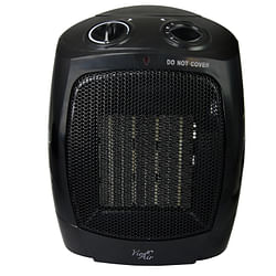 Vie Air 1500W Portable 2-Settings Office Black Ceramic Heater with Adjustable Thermostat - Free Shipping