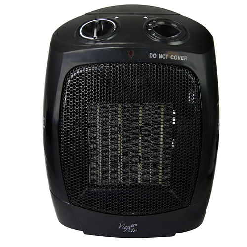Vie Air 1500W Portable 2-Settings Office Black Ceramic Heater with Adjustable Thermostat - Free Shipping