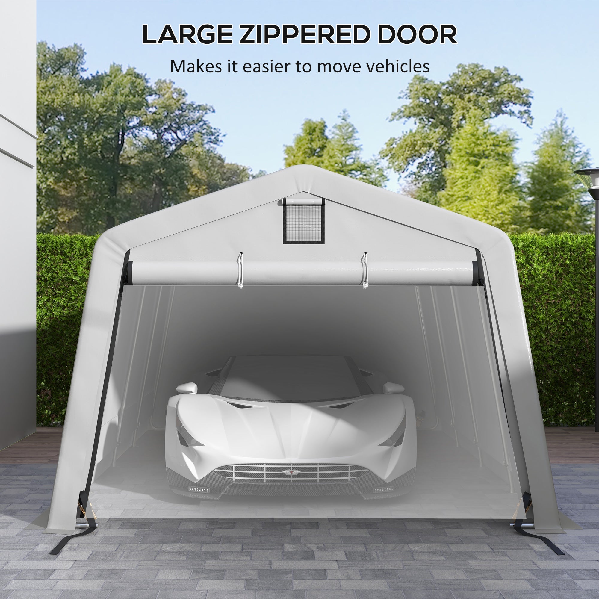 Outsunny Portable Garage 11x20 ft Heavy Duty Carport Canopy Grey with Ventilation Windows Roll-up Door