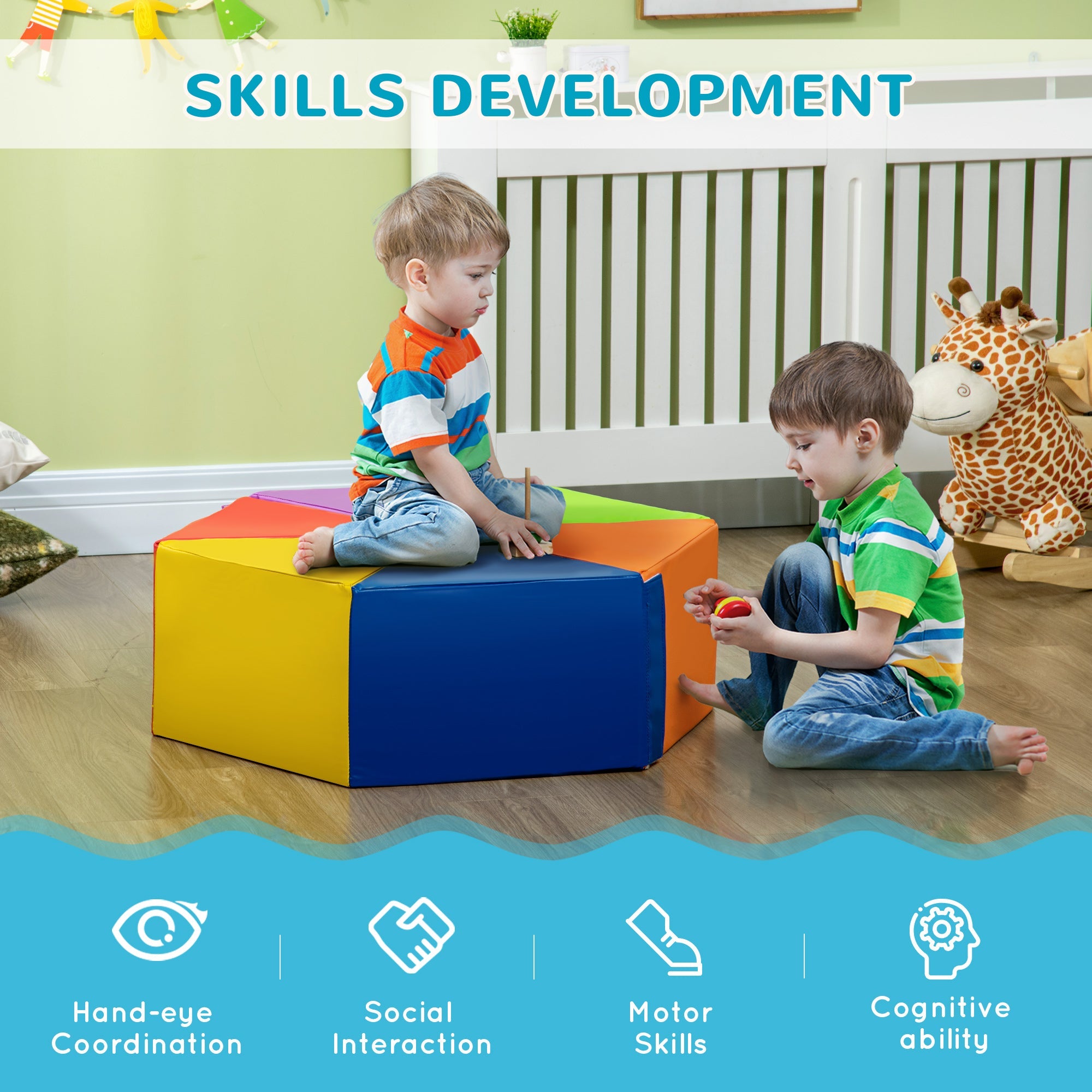 Qaba 2-Piece Foam Crawl & Climb Set: Soft Play Set for Indoor Baby Activities