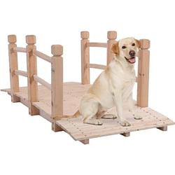 Outdoor Solid Wood 5-Ft Garden Bridge in Natural Wood Finish - Free Shipping