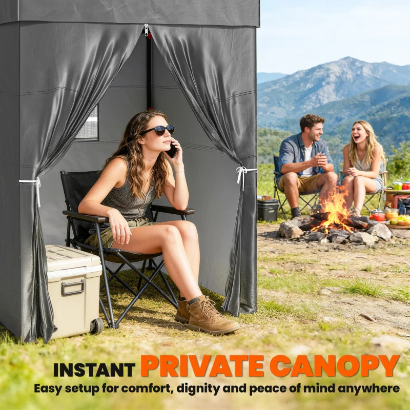 5 x 5 ft Compact Pop Up Canopy Tent, UPF 50+ Changing Room, Portable Instant Privacy Canopy with Mesh Window, Dark Grey