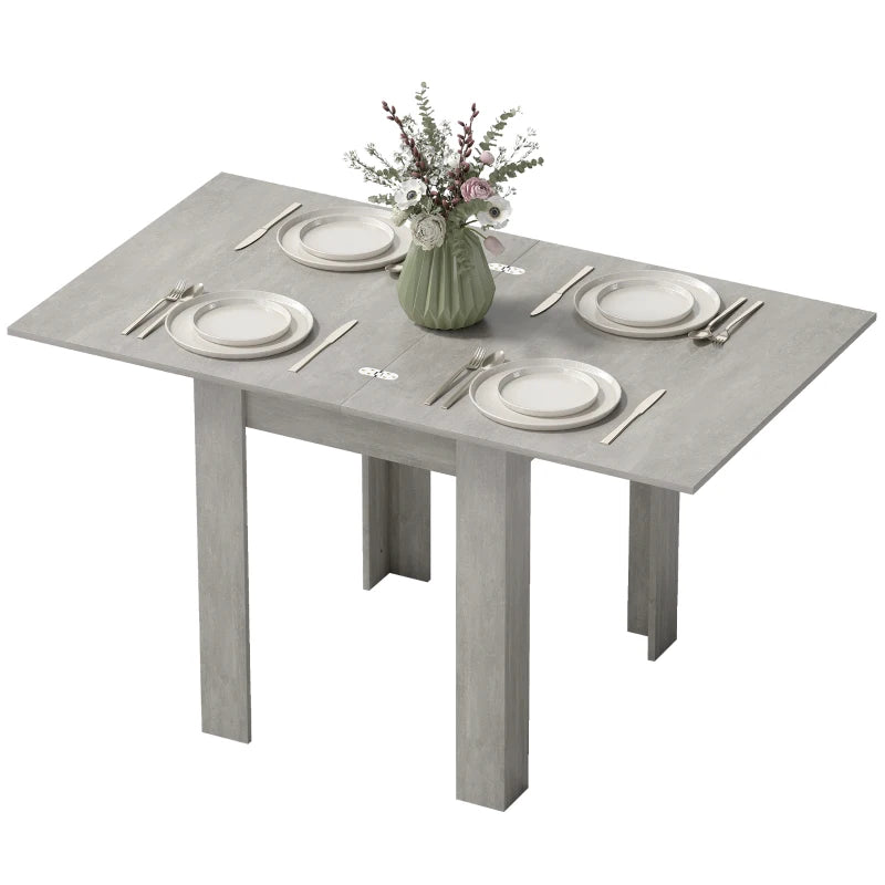 55" Extendable Dining Table for 4-6 Person, Kitchen Table with PU Handle and Felt Pads for Small Spaces, Grey
