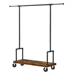 Industrial Metal Pipe Garment Rack with Bottom Shoe Storage Shelf on Wheels - Free Shipping