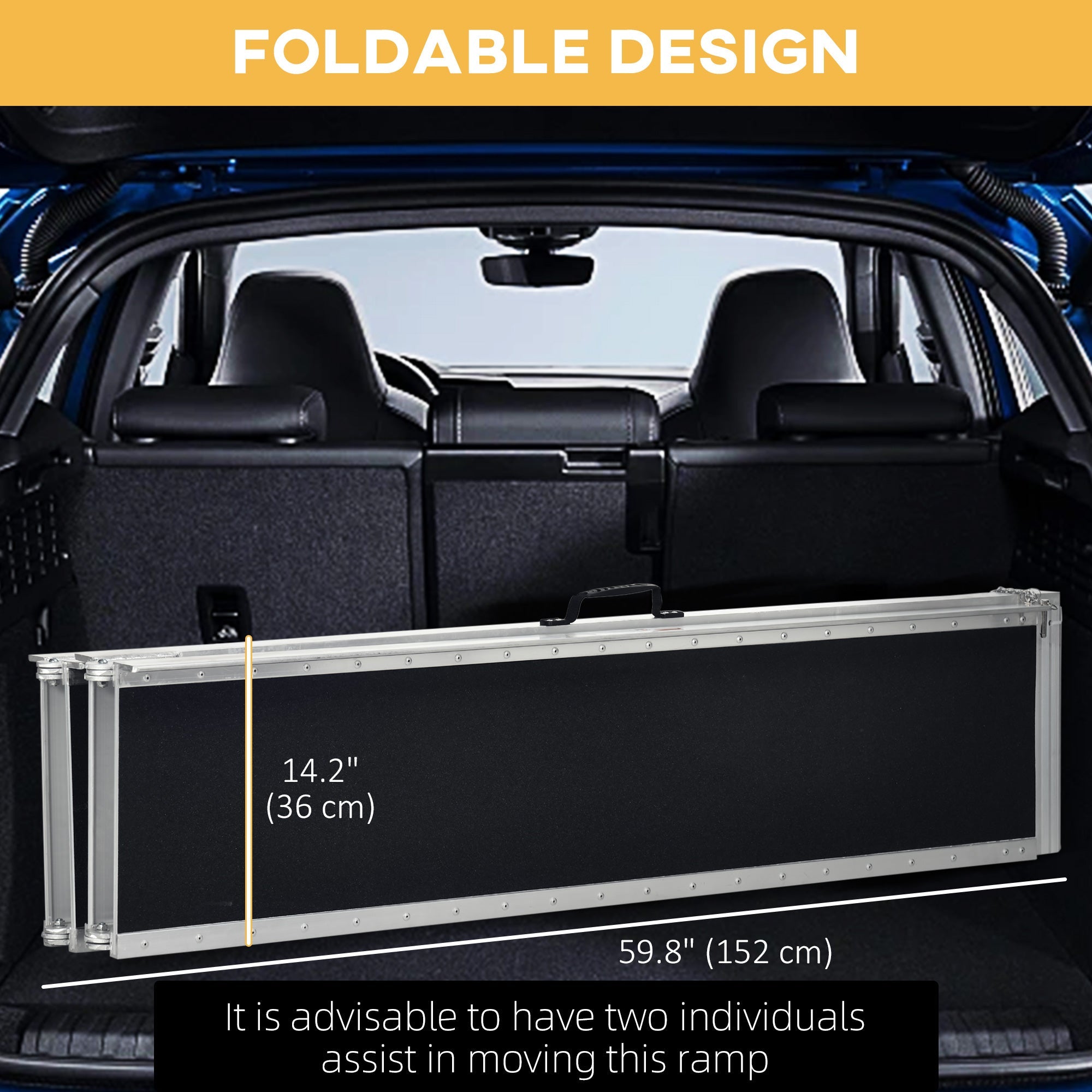 HOMCOM 10ft Wheelchair Ramp Scooter Mobility Non-Skid Layering Portable Foldable Aluminium