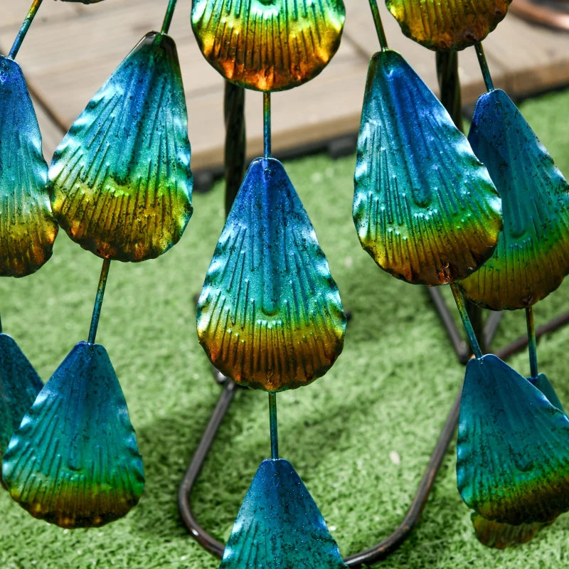Peacock Garden Statue Lawn Ornament Steel Garden Decor Bird Statue with Stakes 9.8" W x 11.4" D x 23.2" H Multi-coloured