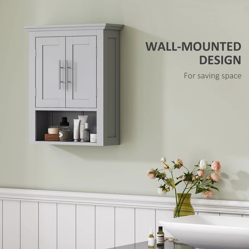 Bathroom Wall Cabinet, Medicine Cabinet, Toilet Storage Cabinet with Shelf for Living Room and Entryway, Grey