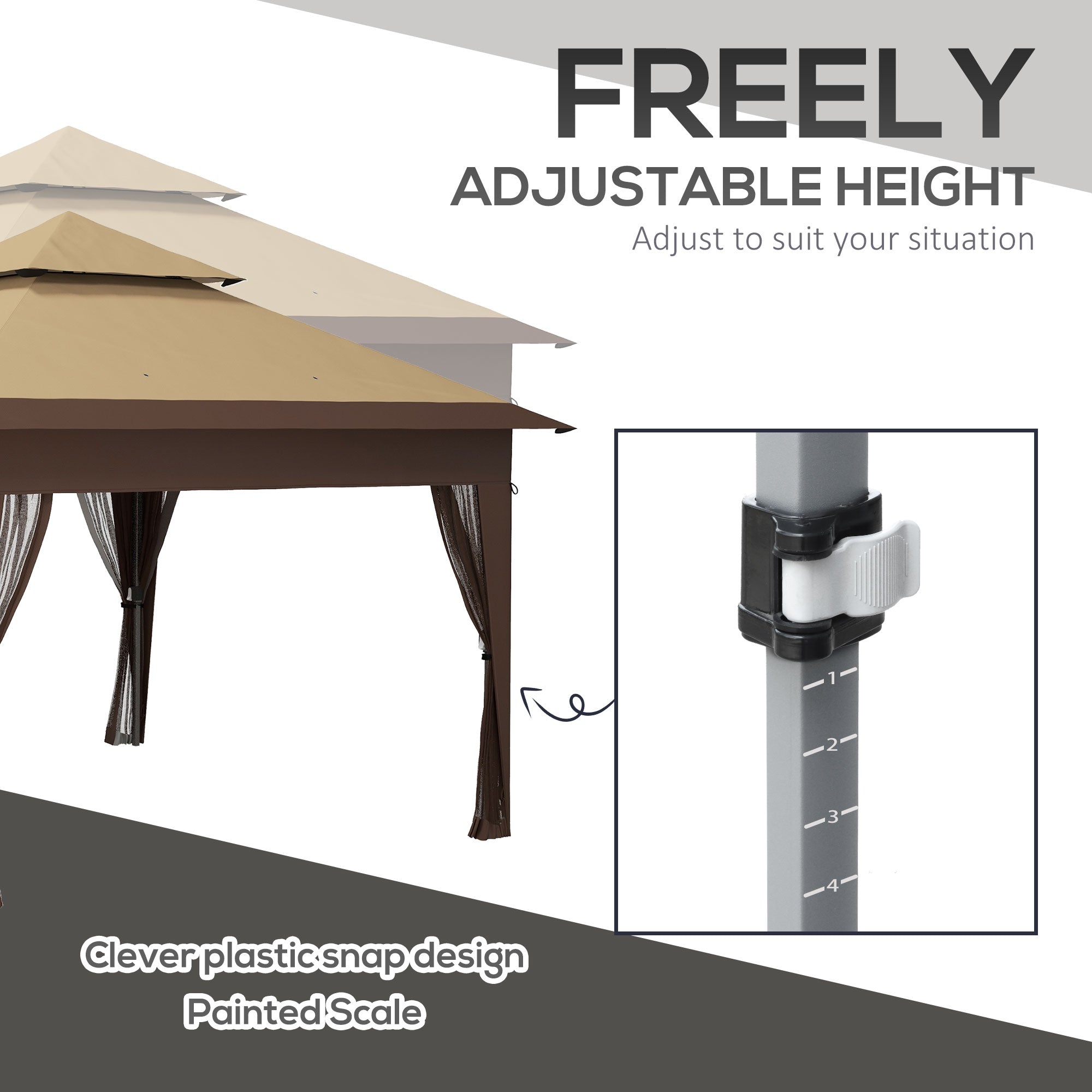 Outsunny 11x11FT Pop Up Canopy with 1-Button Push, Mosquito Netting, Carry Bag, Sandbags, Height Adjustable Instant Shelter