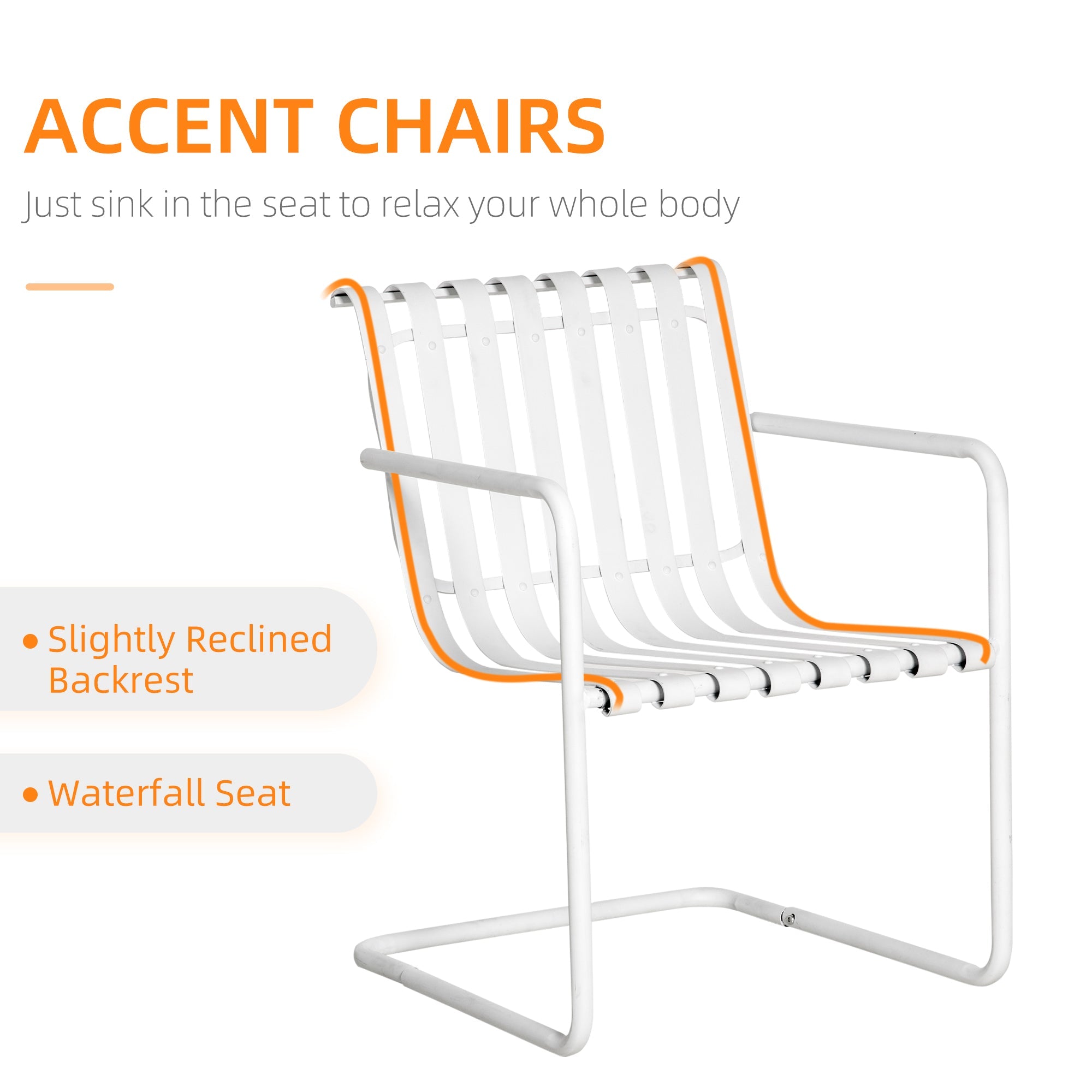 Outsunny 3pc Patio Bistro Set Outdoor Furniture with Chairs Round Table for Yard Porch Poolside Balcony White