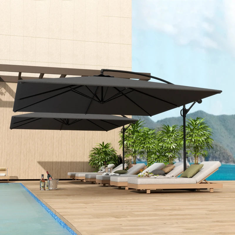 Rectangular Cantilever Parasol 111" x 150.4", Outdoor Garden Umbrella with Adjustable Tilt, UV Protection UPF50+, Grey