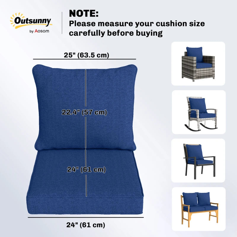 Outdoor Chair Cushions Set of 4, Fade Resistant Patio Chair Cushions for Outdoor Furniture, 24" x 24", Navy Blue
