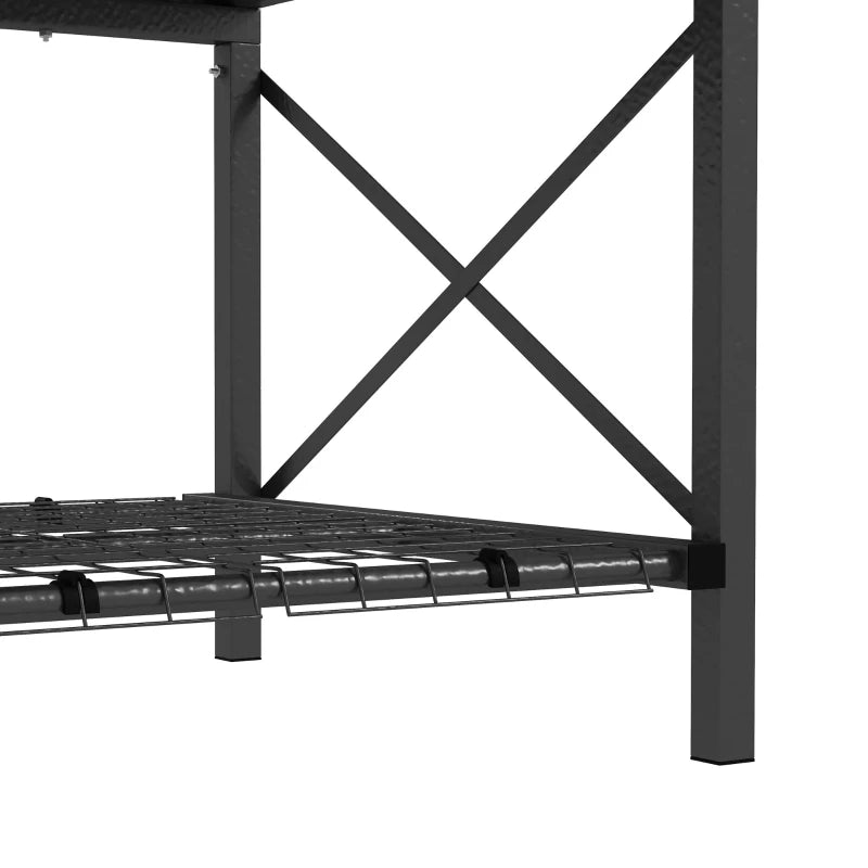 Raised Garden Bed with Cover, Metal Elevated Planter Box with Bottom Shelf and Liner, Black