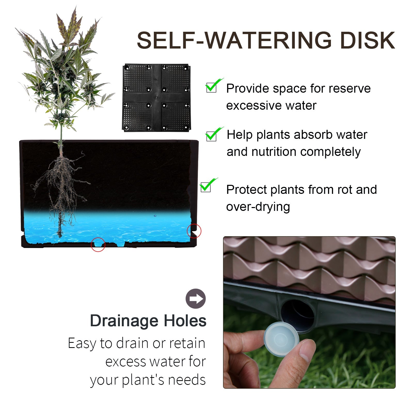 Outsunny Set of 4 Garden Raised Bed Kit, DIY Elevated Planter Box, Flower Vegetables Planting Container with Self-Watering Design