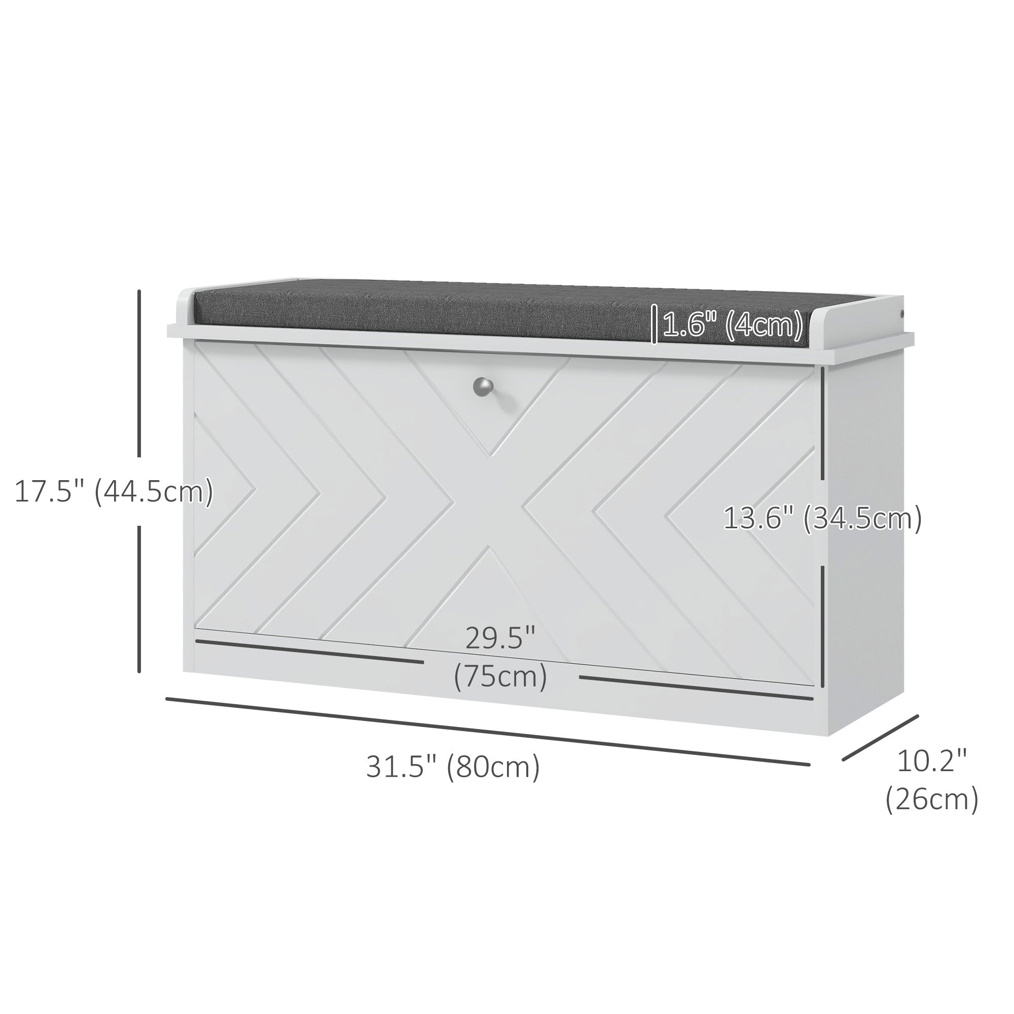 HOMCOM Entryway Shoe Bench with Storage Flip Drawer Adjustable Shelf for 8 Pairs Cushioned Hallway Bench White