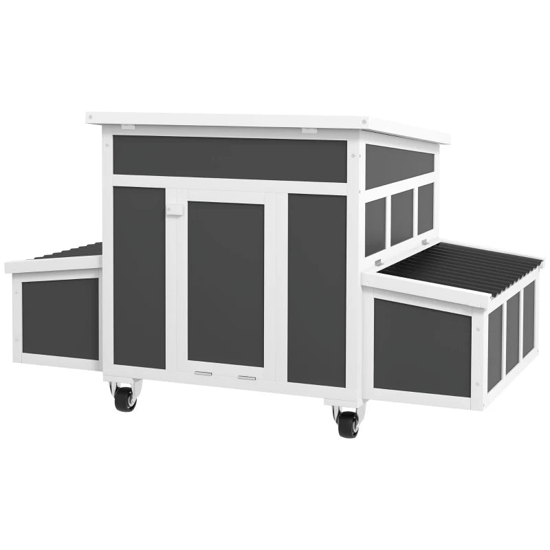Wooden Chicken Coop with Nesting Box for 6 Chickens, Dark Grey