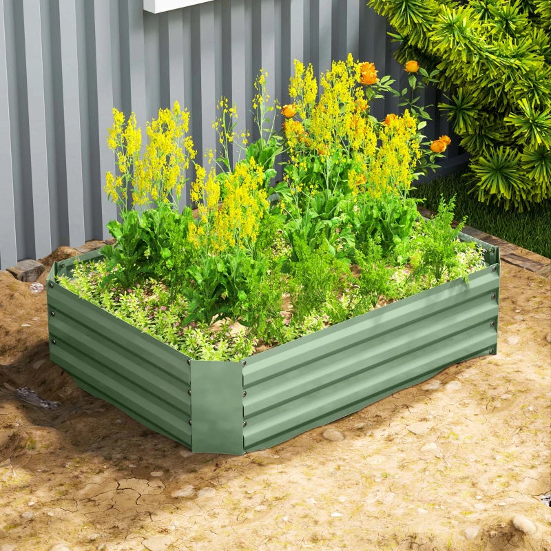 Galvanized Raised Garden Bed, 4' x 3' x 1' Outdoor Metal Planter Box, Raised Bed for Growing Flowers Herbs, Dark Green