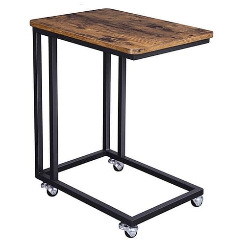 Modern Industrial Side Table Nightstand TV Tray on Wheels - Free Shipping