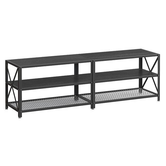 Industrial Black Metal Wood TV Stand Entertainment Center for TV up to 70-inch - Free Shipping