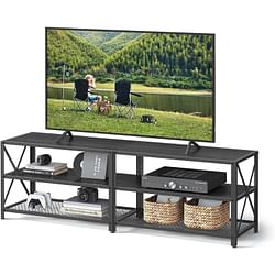 Industrial Black Metal Wood TV Stand Entertainment Center for TV up to 70-inch - Free Shipping