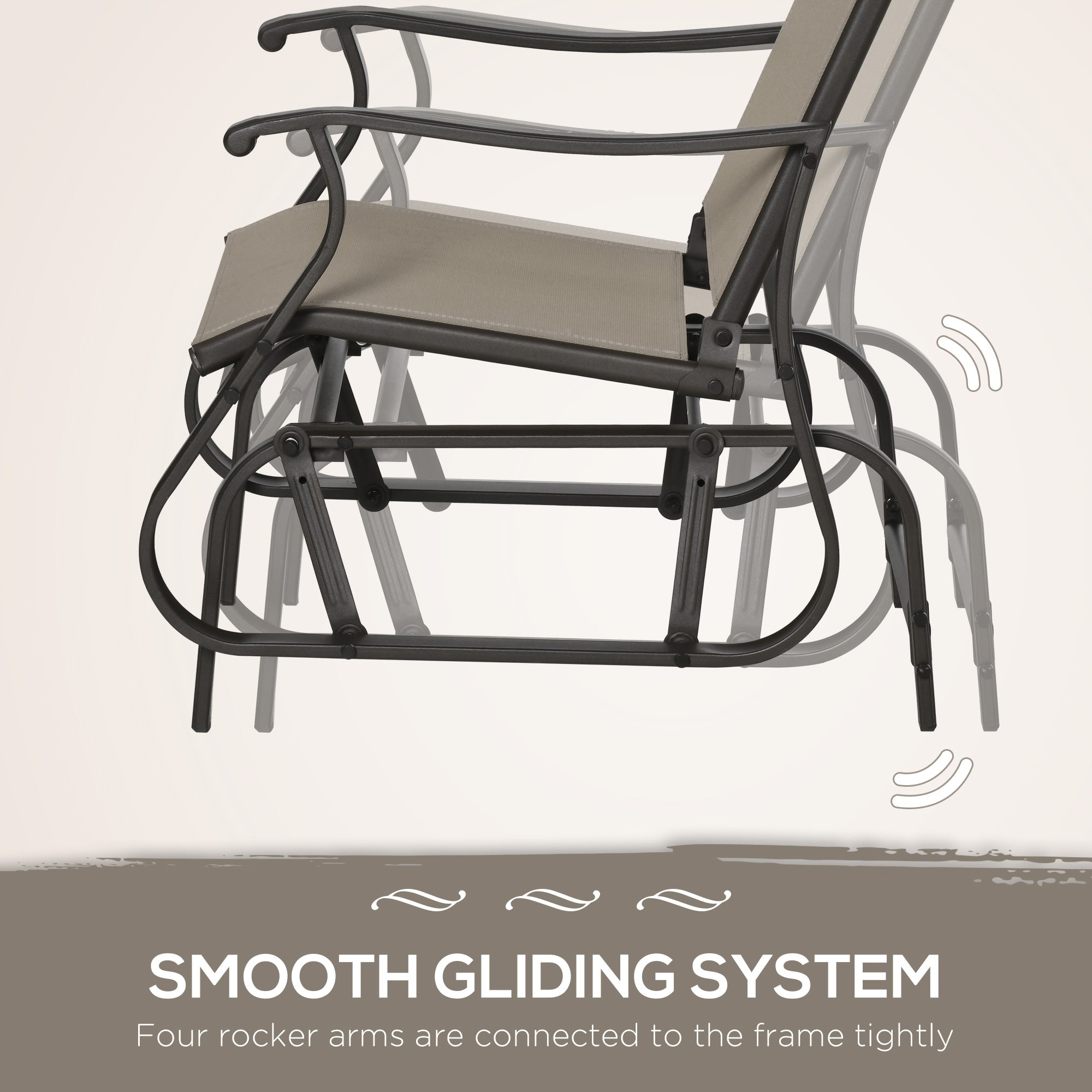 Outsunny 3PCs Gliding Rocking Chair Bistro Tea Table Set Grey for Garden Patio Comfort