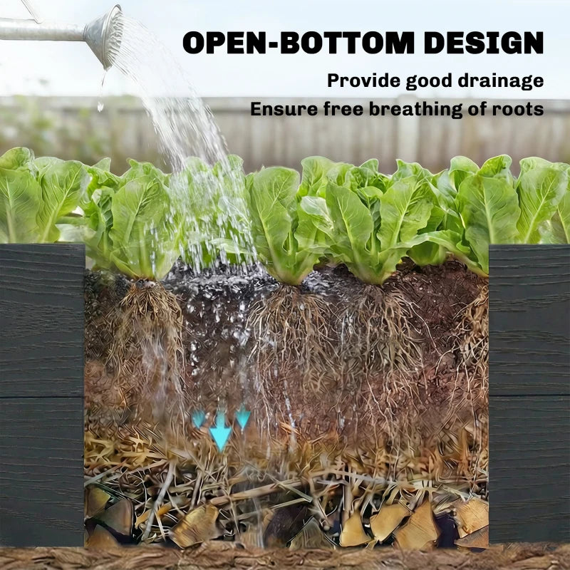 Vinyl Raised Garden Bed Kit, 3 x 3 x 1ft Elevated Garden Box with Open Bottom, Screwless Outdoor Planter Box